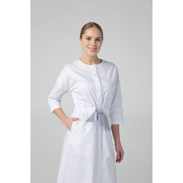 Платье Dr. Nice с серым поясом, белый, 50 - фото 2