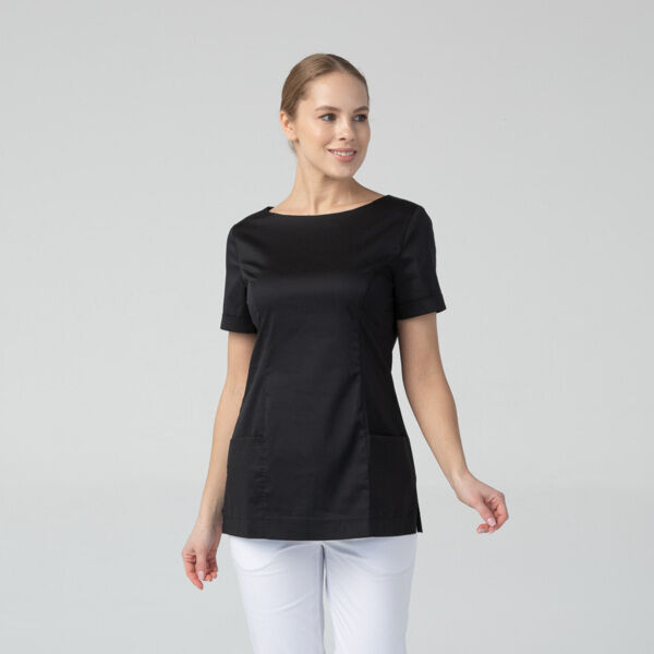 Туника женская Dr. Nice с молнией сзади, короткий рукав, черный, 44 - фото 0