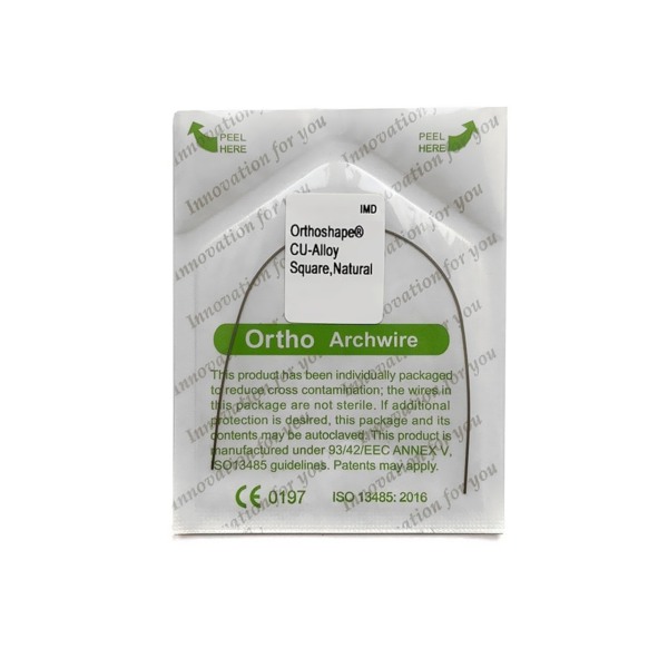 Дуга ортодонтическая IMD CU-Alloy 0.016x0.025", сечение прямоугольное, форма Natural, верхняя челюсть, 1 шт - фото 1