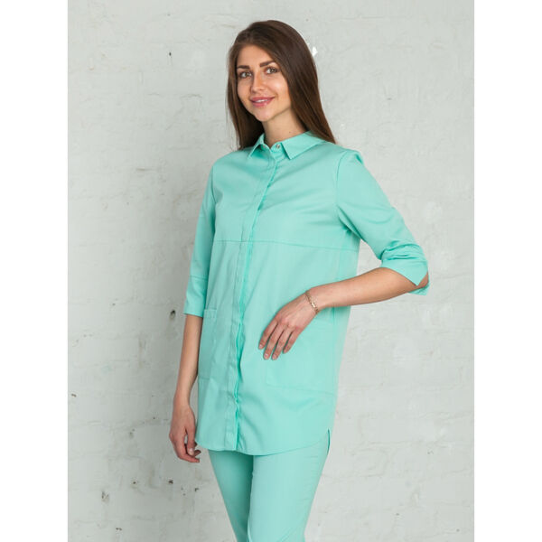 Рубашка женская на кнопках, зеленый, 60 - фото 0
