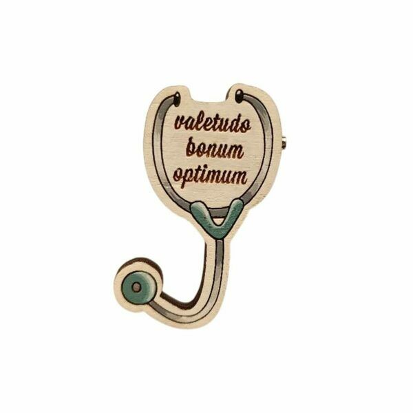 Значок AUGUST WOOD «Фонендоскоп», серо-зеленый, 1 шт - фото 0