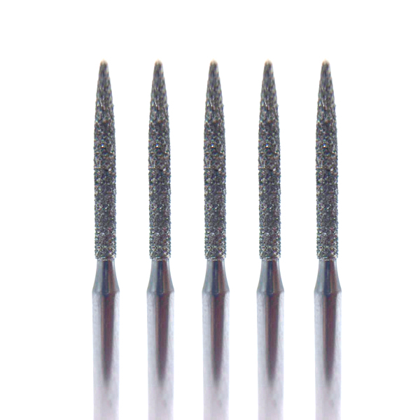 Бор алмазный 864, пуля (острая торпеда), D=1.4 мм, L=12 мм, FG, синий, 5 шт - фото 0