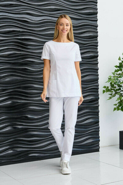 Туника женская Dr. Nice с молнией сзади, короткий рукав, белый, 46 - фото 2