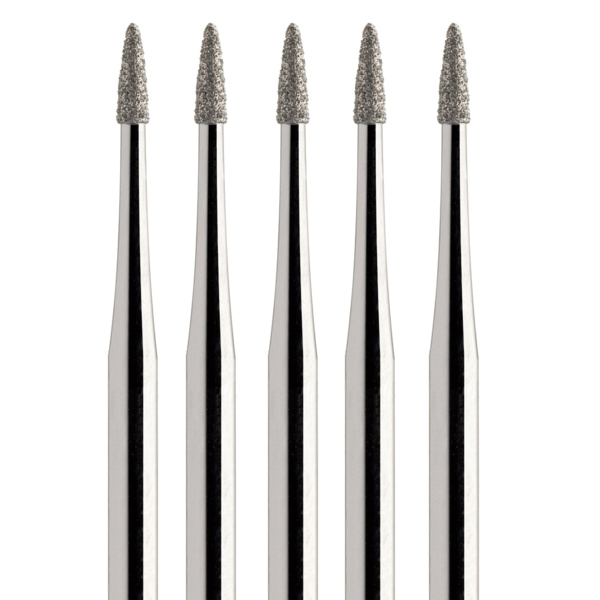 Бор алмазный 883, пламя, для фиссур, D=1 мм, L=3 мм, FG, желтый, 5 шт - фото 0