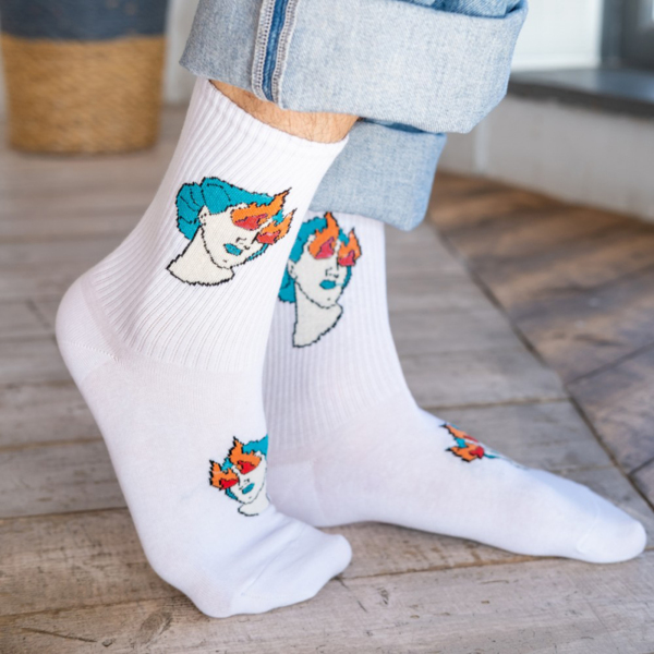 Носки мужские, "Огонь в глазах", белый, 41-45 - фото 2