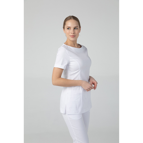 Туника женская Dr. Nice с молнией сзади, короткий рукав, белый, 46 - фото 3