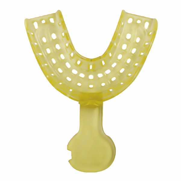 Ложка оттискная Seil Global Plastic Tray, полная, перфорированная, нижняя челюсть, размер L, пластик, желтый, 1 шт - фото 1