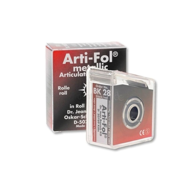 Фольга артикуляционная Bausch Arti-Fol, двусторонняя, черно-красная, в раздаточном устройстве, 12 мкм, рулон 20 м, 1шт - фото 1