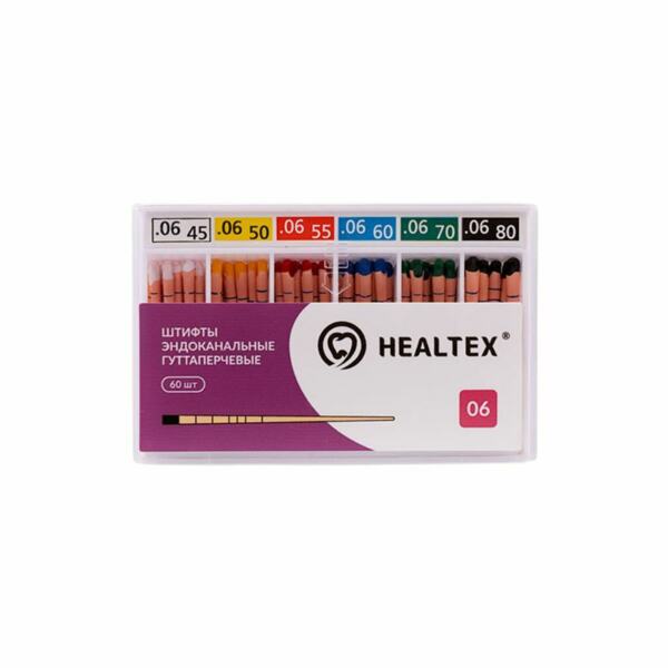 Штифты гуттаперчевые Healtex, для пломбирования корневых каналов, с маркировкой длины, набор №45-80/.06, 60 шт - фото 0