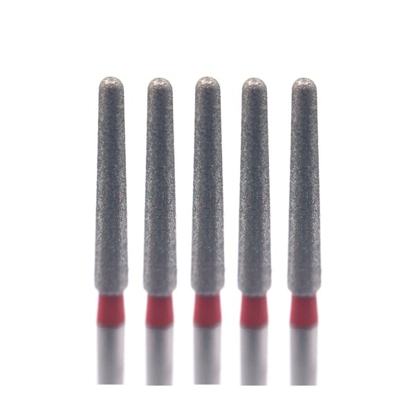 Бор алмазный Ecoline E 850 F, конус закругленный, D=1.8 мм, FG, красный, 5 шт - фото 0