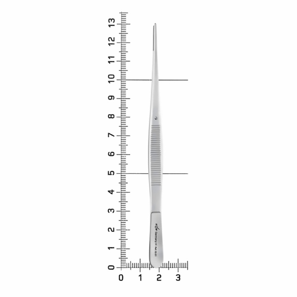 Пинцет анатомический HLW Semken №22-21, прямой, для фиксации мягких тканей, рифленые зубчики, L=125 мм, с фиксатором, сталь, 1 шт - фото 3