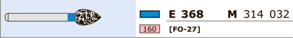 Бор алмазный Ecoline E 368, бутон, D=3.2 мм, FG, синий, 1 шт - фото 2