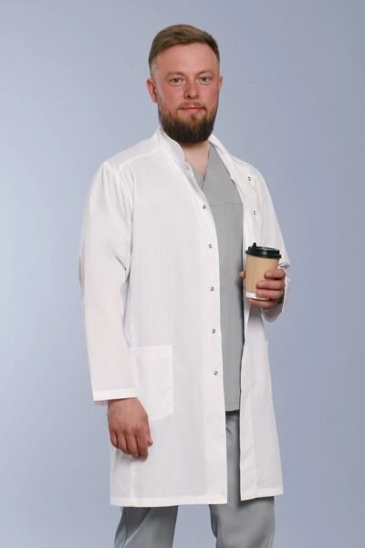 Халат мужской 550, длинный рукав, белый, 60 - фото 0