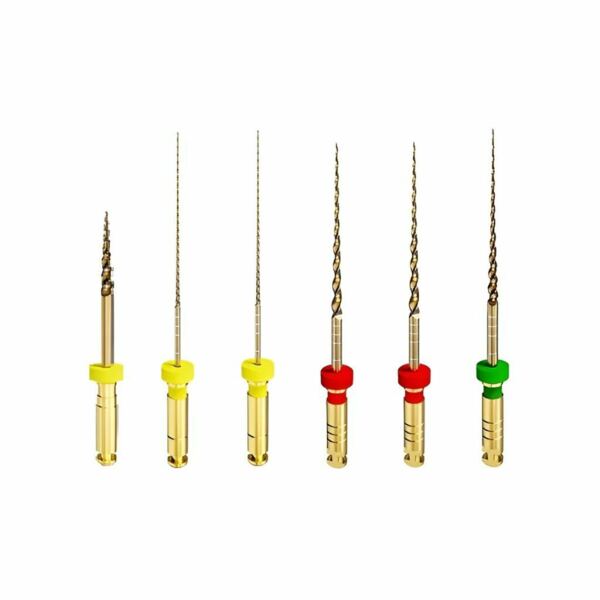 Файлы машинные Eurofile MG3 Gold (аналог Soco SC Pro), стерильный, для прохождения и очищения каналов, 21 мм, набор (17/.12, 19/.02, 20/.04, 25/.04, 25/.06, 35/.04), никель-титан, 6 шт - фото 0