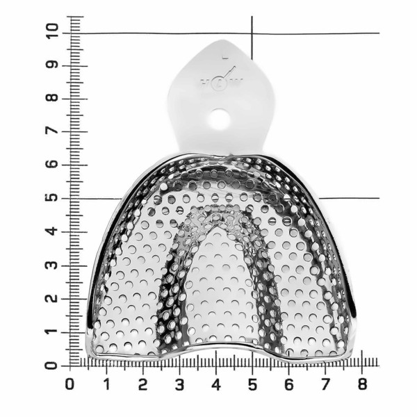 Ложка оттискная HLW, полная, перфорированная, верхняя челюсть, размер L, сталь, 1 шт - фото 1