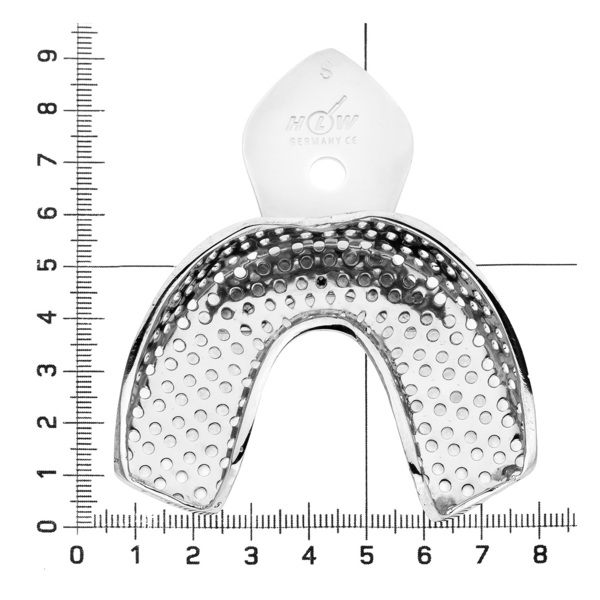 Ложка оттискная HLW, полная, перфорированная, нижняя челюсть, размер S, сталь, 1 шт - фото 1
