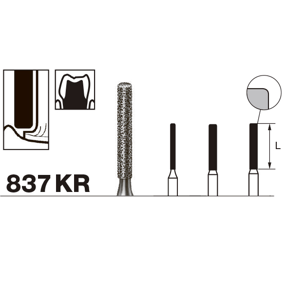 Бор алмазный 837 KR, цилиндр закругленный, D=1.4 мм, L=8.0 мм, FG, синий - фото 1