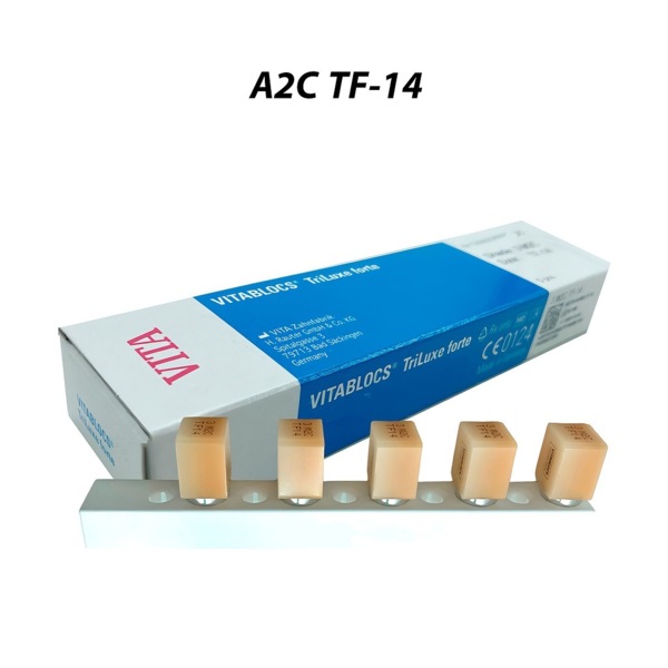 VITABLOCS TriLuxe forte для CEREC/inLab - полихромные блоки, цвет A2C, размер 12х14х18 мм, 5 шт - фото 0