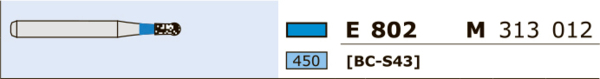 Бор алмазный Ecoline E 802, шаровидный с воротником, D=1.2 мм, FG S, синий, 1 шт - фото 2