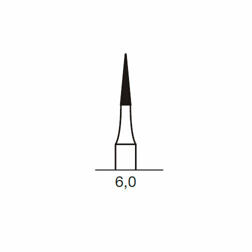 Финишный твердосплавный бор CF 134, конус безопасный конец, D=1.4 мм, L=6.0 мм, FG, синий - фото 1