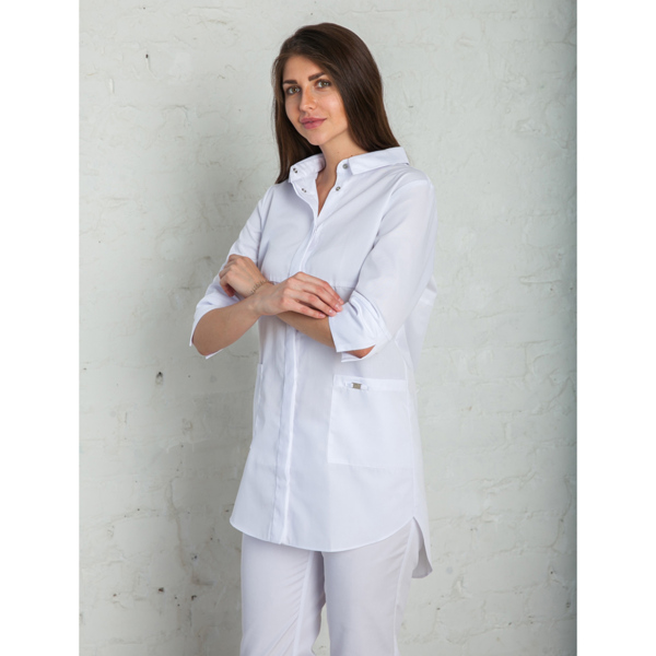 Блуза медицинская женская White Wears «Берта», белый, 54 - фото 0