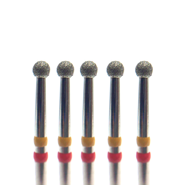 Бор алмазный ZF801L, шаровидный, D=1.8 мм, FG, красный, 5 шт - фото 0