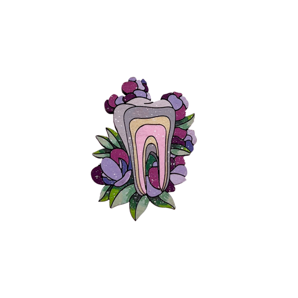 Значок "Зуб в цветах", светлый - фото 0