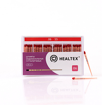 Штифты эндоканальные гуттаперчевые Healtex, с маркировкой длины, конусность 06, размер 55, 60 шт - фото 0