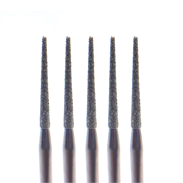 Бор алмазный 879K, конус (135 градусов), D=1.2 мм, L=10 мм, FG, синий, 5 шт - фото 0