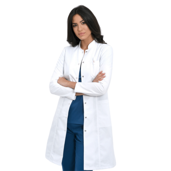 Халат женский BS813 на кнопках, белый, 48 - фото 0