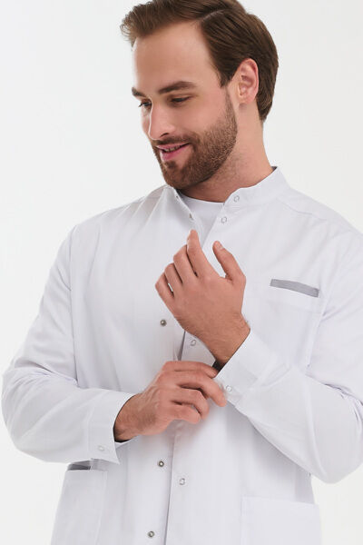 Халат мужской на кнопках Тезис TZ810, белый, 50 - фото 1