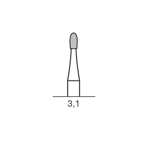 Бор твердосплавный CC 73 DX, почка, закругленный, D=1.4 мм, L=3.1 мм, HP, желтый + зеленый - фото 1