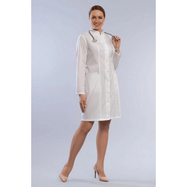 Халат женский 206ТС, длинный рукав, белый, 48 - фото 1