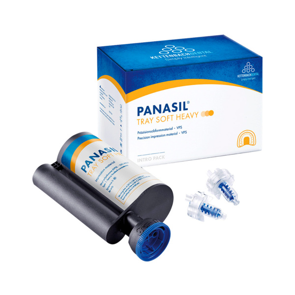 Panasil tray Soft Heavy - вязкотекучий, устойчивый материал для точных оттисков, пониженная конечная твердость, 1 x 380 мл + 10 динамических смесителей