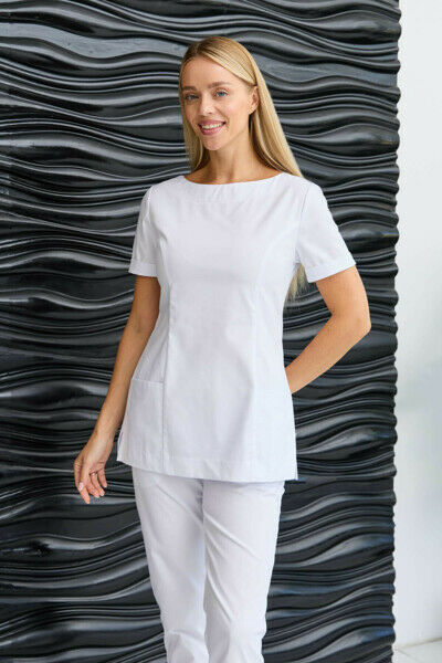 Туника женская Dr. Nice с молнией сзади, короткий рукав, белый, 54 - фото 0