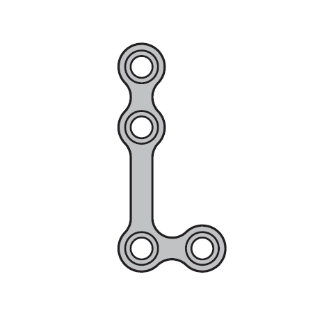 Мини-пластина низкопрофильная, L-образная, длинная, правая, толщина 0.6 мм - фото 0