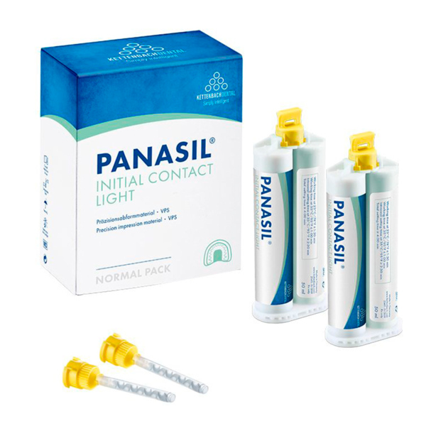 Panasil initial contact Light - корригирующий материал на основе А-силикона, 2x50 мл + 8 смесителей