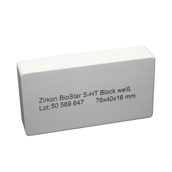 Фрезерный диск Zirkon BioStar S-HT Block, белый, 76х40х16 мм
