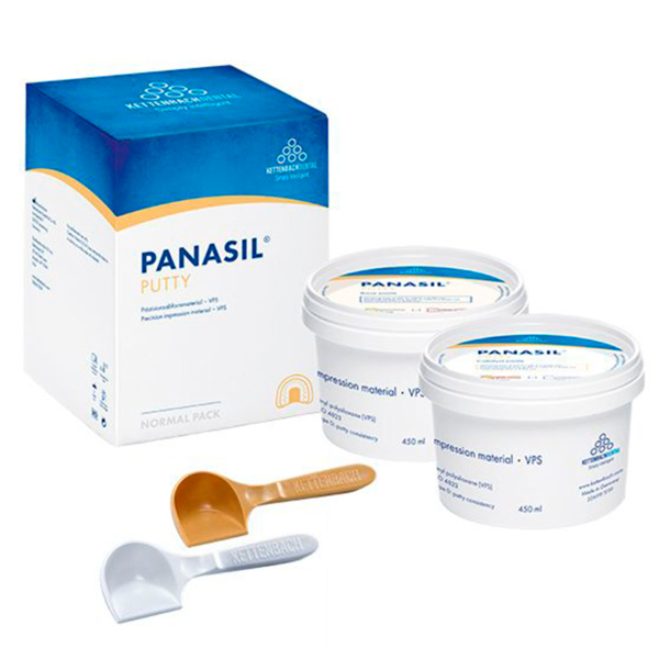 Panasil Putty Normal pack - оттискной материал на основе А-силикона, для первого слоя, 900 мл, 2 ложки - фото 0