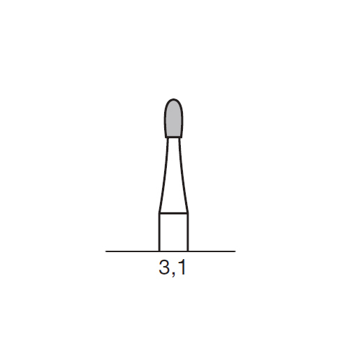 Бор твердосплавный CC 73 MX, почка, закругленный, D=1.4 мм, L=3.1 мм, HP - фото 1