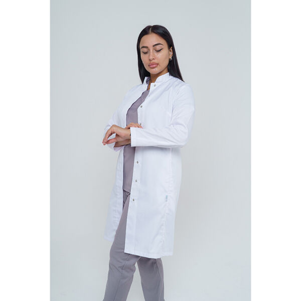 Халат женский 250, длинный рукав, белый, 48 - фото 0