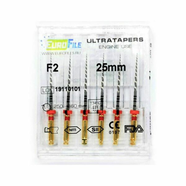 Файлы машинные Eurofile Ultratapers, для препарирования каналов, 25 мм, №F2, никель-титан, 6 шт - фото 1