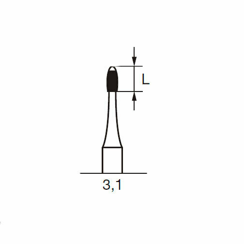 Финишный твердосплавный бор CF 379 GK, олива безопасный конец, D=1.4 мм, L=3.1 мм, FG, синий - фото 1