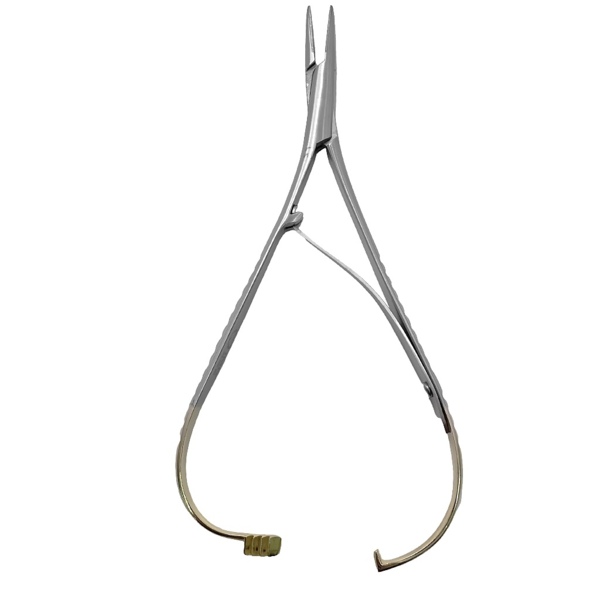 Зажим лигатурный Метью IMD, экстра узкие щечки Т/С, одна пружина, позолоченные ручки, 14 см - фото 1