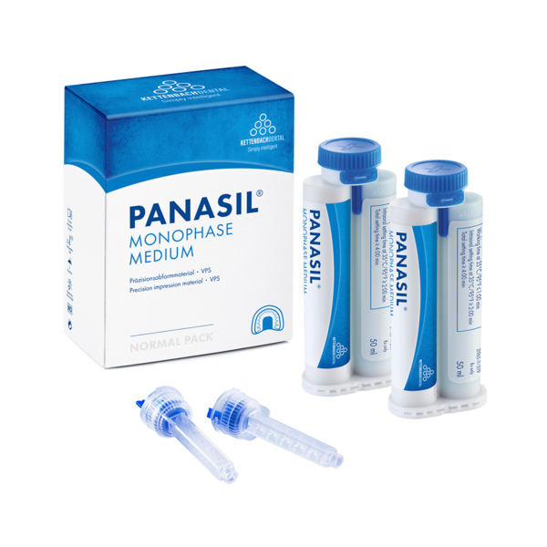 Panasil monophase Medium - монофазный оттискной материал, среднетекучий, 2x50 мл + 6 смесителей