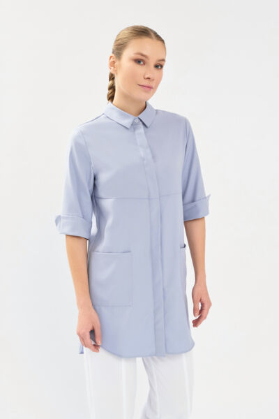 Рубашка женская на кнопках Тезис TZ450, серый, 48 - фото 2