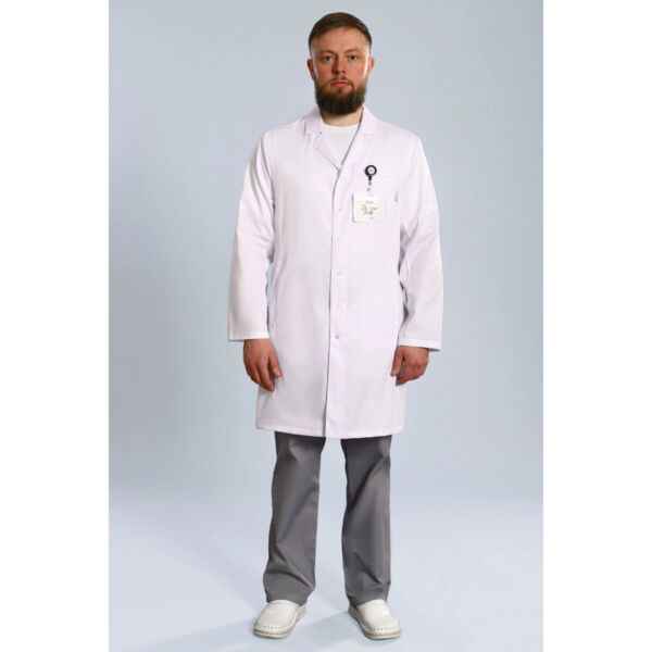Халат медицинский мужской Doctor Big 510-2 Satory, длинный рукав, на кнопках, белый, 46 - фото 2