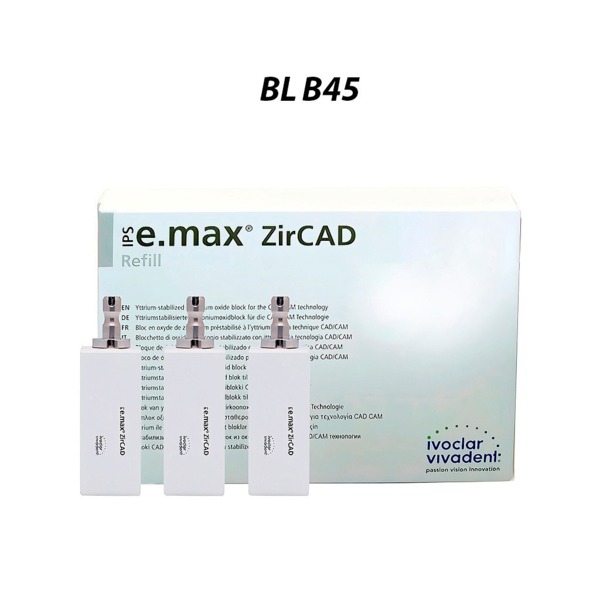 IPS e.max ZirCAD PlanMill LT - блоки из оксида циркония, цвет BL, B45, 3 шт - фото 0