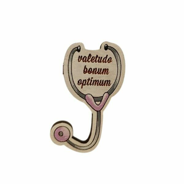 Значок AUGUST WOOD «Фонендоскоп», розовый, 1 шт - фото 0