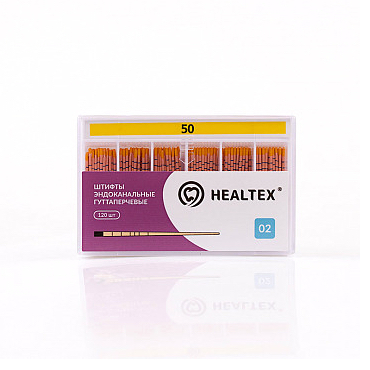 Штифты эндоканальные гуттаперчевые Healtex, с маркировкой длины, конусность 02, размер 50, 120 шт - фото 0